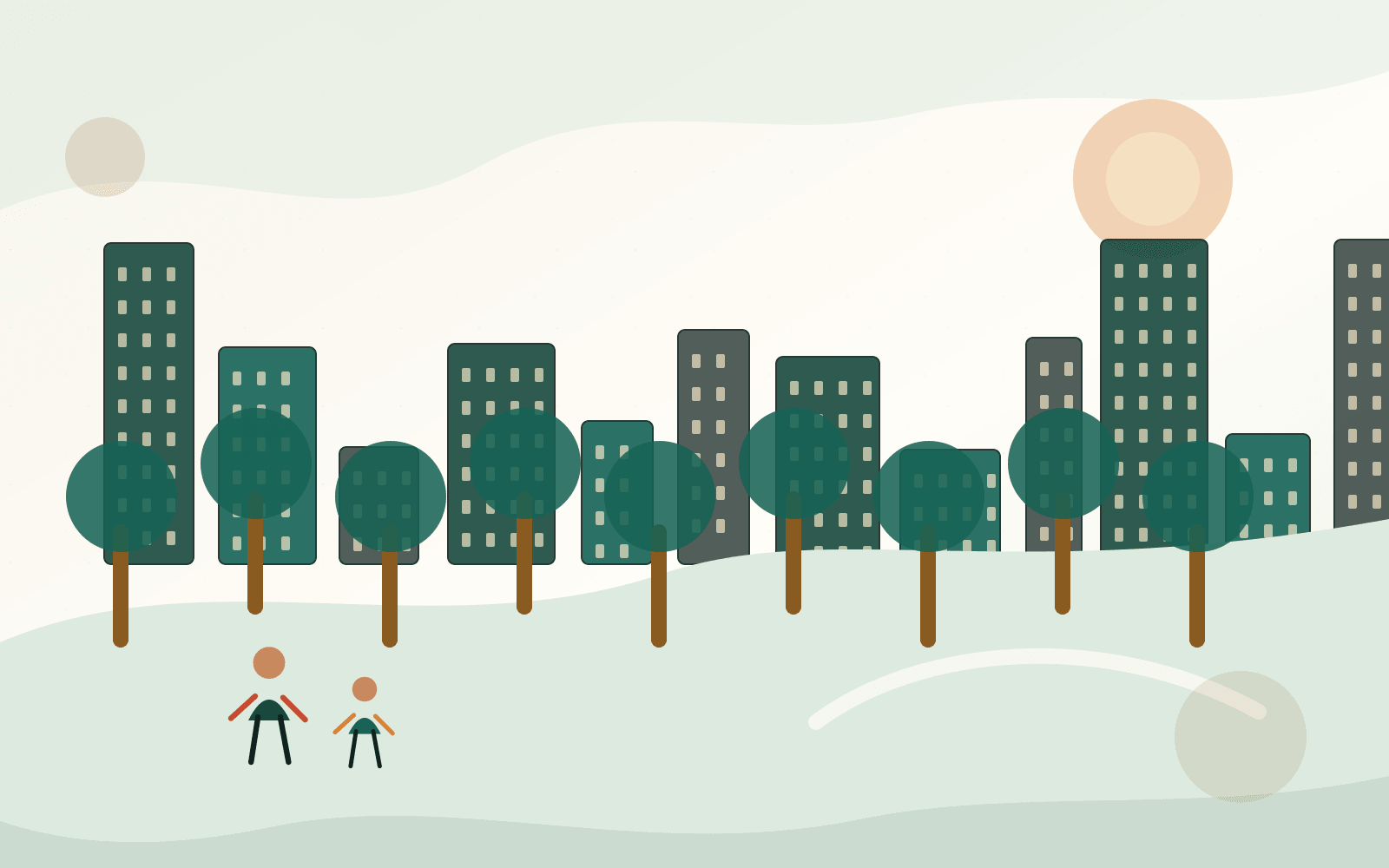 Slower inland city life with food, parks, and strong urban services.