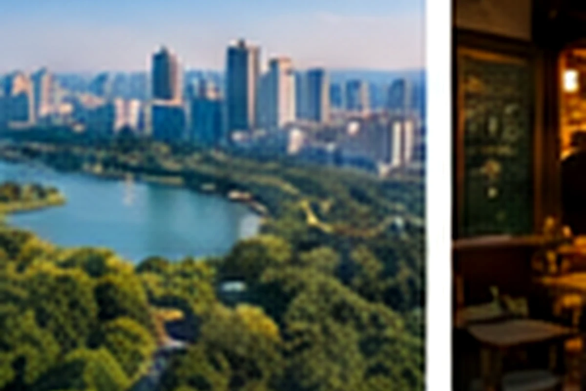 Green lake and mild-climate city view