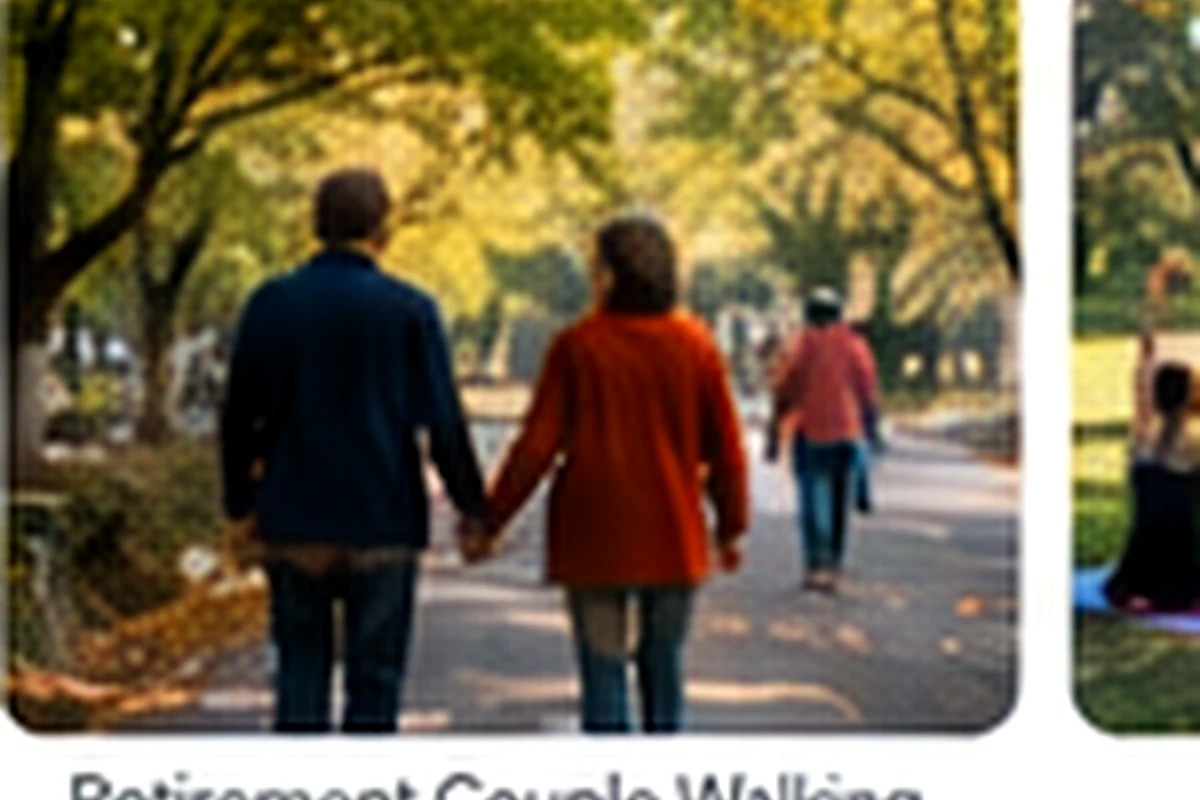 Retired couple walking in a park